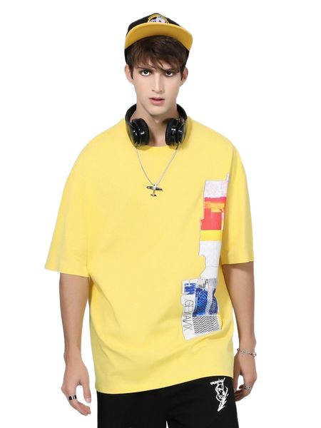 men letter graphic drop shoulder tee f2fp#, White;black 
men letter graphic drop shoulder tee f2fp#, White;black