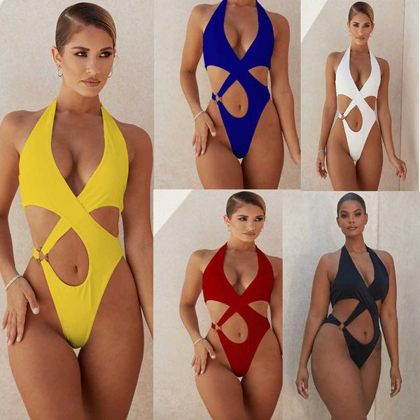 2022 fashion one piece slim solid color swimsuit female bikini m1013, Red;black
2022 fashion one piece slim solid color swimsuit female bikini m1013, Red;black