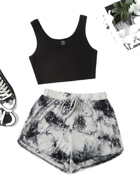 tank & t.ie d.ye t.ie waist s.horts b7jl#, White