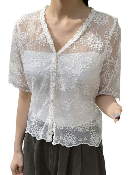 dazy floral embroidery guipure lace scallop trim blouse without camisole e7wr#, White
dazy floral embroidery guipure lace scallop trim blouse without camisole e7wr#, White
