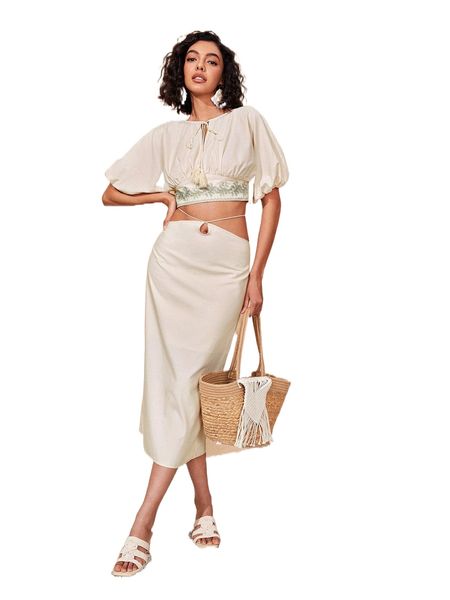 tie back cut out skirt n111#, Black