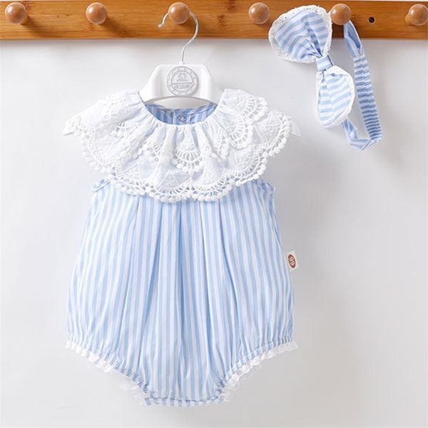 born jumpsuit lace stripe toddler girl cotton romper summer infant baby girls clothes 220622, Blue
born jumpsuit lace stripe toddler girl cotton romper summer infant baby girls clothes 220622, Blue
