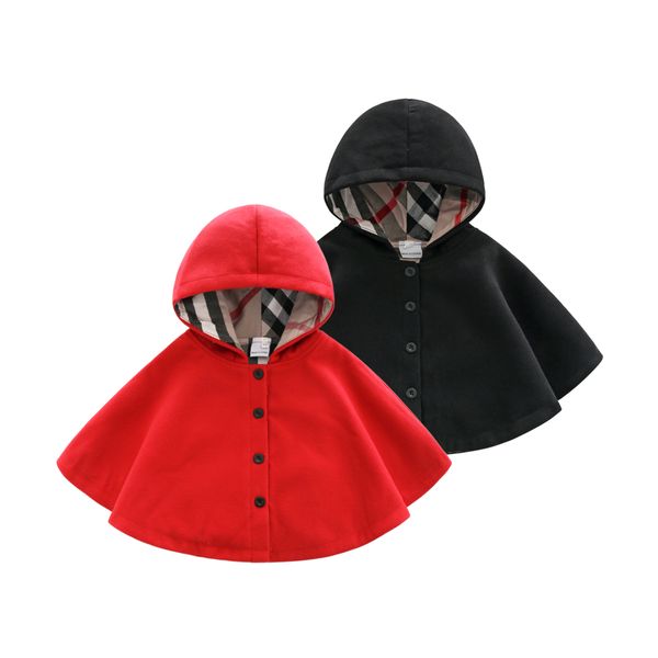 

Baby Brand Clothes Poncho Windbreaker Boys Girls Thicken Warm Hooded Coats Outwear Kids Cloak Children Shawl Retail, Red