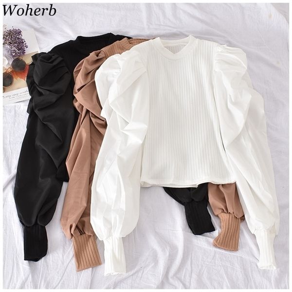 woherb white solid puff long sleeve blouse women office lady spring summer o-neck elegant knitted slim-fit shirt blouses 210302
woherb white solid puff long sleeve blouse women office lady spring summer o-neck elegant knitted slim-fit shirt blouses 210302