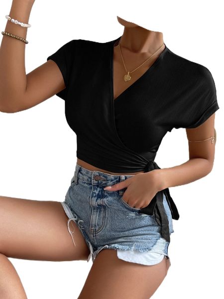 solid knot side batwing sleeve blouse f8bc#, White
solid knot side batwing sleeve blouse f8bc#, White