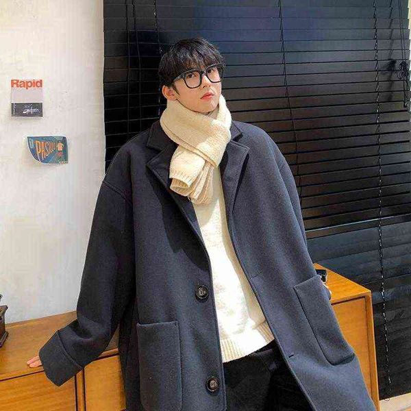 men's wool & blends autumn loose shoulder pure color korean high-quality woolen coat t220810, Black
men's wool & blends autumn loose shoulder pure color korean high-quality woolen coat t220810, Black