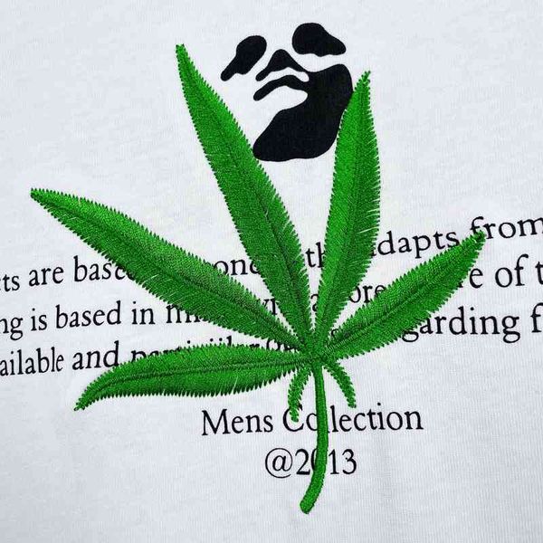 new men's t-shirts summer 2022 off print with green maple leaf precision embroidery short sleeve t-shirt batch, White;black
new men's t-shirts summer 2022 off print with green maple leaf precision embroidery short sleeve t-shirt batch, White;black