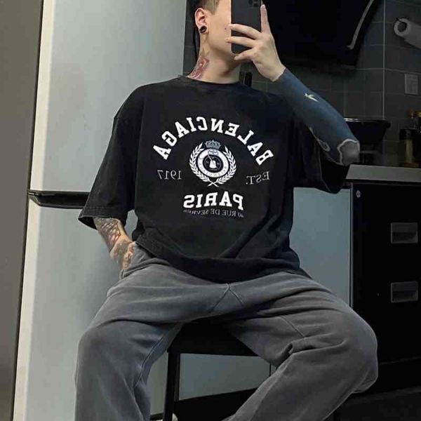 2022 designer bal t shirt short sleeved men's 2022 new trendy b home t-shirt washed wheat ear lettering wo high-grade loose lovers, White;black
2022 designer bal t shirt short sleeved men's 2022 new trendy b home t-shirt washed wheat ear lettering wo high-grade loose lovers, White;black