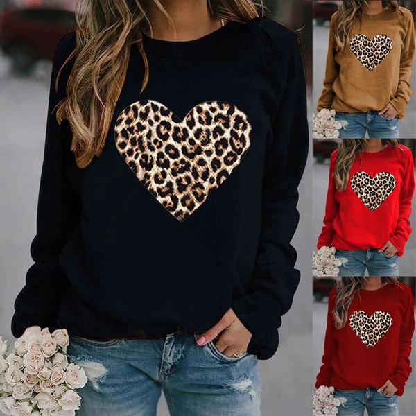 2022 new ladies round neck leopard print love printed sweater autumn and winter casual long-sleeved t-shirt loose women top, White;black
2022 new ladies round neck leopard print love printed sweater autumn and winter casual long-sleeved t-shirt loose women top, White;black