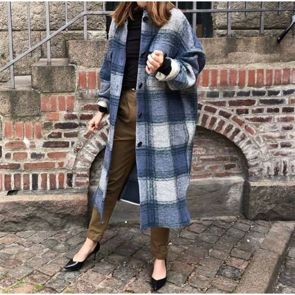 wool blend women plaid woolen coat long sleeve turn down collar casual loose lady long coat lj201106, Black
wool blend women plaid woolen coat long sleeve turn down collar casual loose lady long coat lj201106, Black