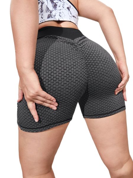 plus four-way stretch honeycomb textured wide waistband sports shorts r6cz#, Black
plus four-way stretch honeycomb textured wide waistband sports shorts r6cz#, Black