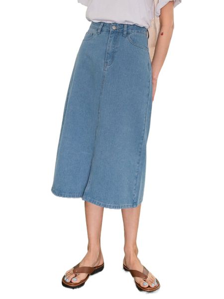 dazy split front denim skirt 768i#, Black