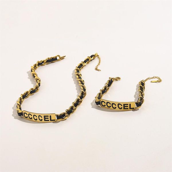 18k gold plated luxury brand designer leather pendants necklaces stainless steel black letter choker pendant necklace bracelet cha2466, Silver
18k gold plated luxury brand designer leather pendants necklaces stainless steel black letter choker pendant necklace bracelet cha2466, Silver