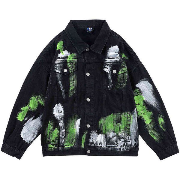 fashion jean jacket men denim hip hop jacket streetwear graffiti jean coat men women korean loose autumn couple coat clothes t220816, Black;brown 
fashion jean jacket men denim hip hop jacket streetwear graffiti jean coat men women korean loose autumn couple coat clothes t220816, Black;brown