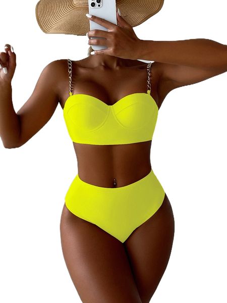 chain strap push up bikini swimsuit h0au#, White;black 
chain strap push up bikini swimsuit h0au#, White;black