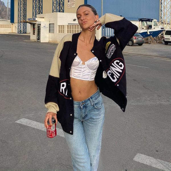 varsity jackets women 2022 autumn winter fashion oversized long sleeve bomber loose black baseball vintage y2k coat, Black;brown
varsity jackets women 2022 autumn winter fashion oversized long sleeve bomber loose black baseball vintage y2k coat, Black;brown
