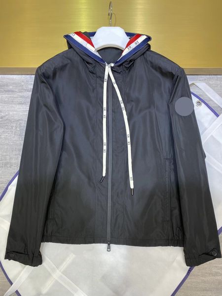 designer brand men's hooded jacket thin front mid color zip luxurious embroidered badge jacket, Black;brown
designer brand men's hooded jacket thin front mid color zip luxurious embroidered badge jacket, Black;brown