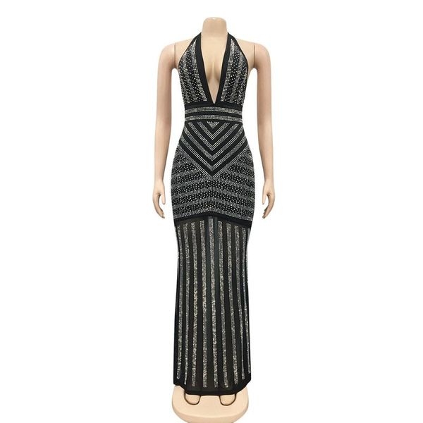 casual dresses rhinestone backless sequin dress women clothes birthday glitter halter long maxi elegant slim bodycon party, Black;gray
casual dresses rhinestone backless sequin dress women clothes birthday glitter halter long maxi elegant slim bodycon party, Black;gray