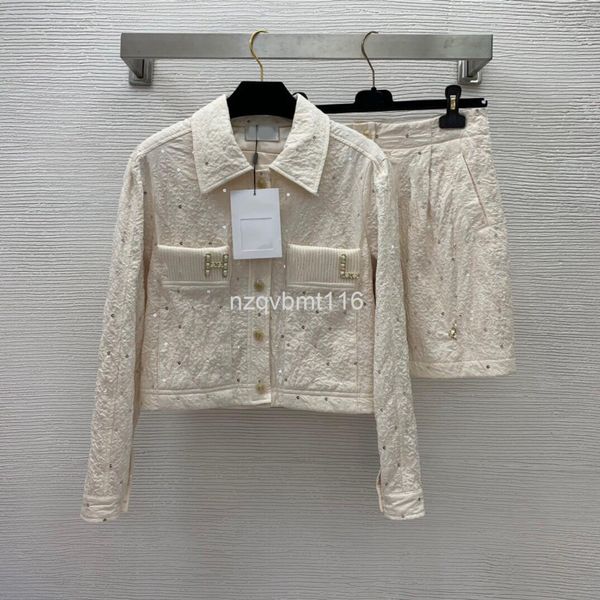 women's knits & tees early spring letter metal decorative sequin embroidered fabric long sleeved jacket with high waist skirt two-piece, White
women's knits & tees early spring letter metal decorative sequin embroidered fabric long sleeved jacket with high waist skirt two-piece, White