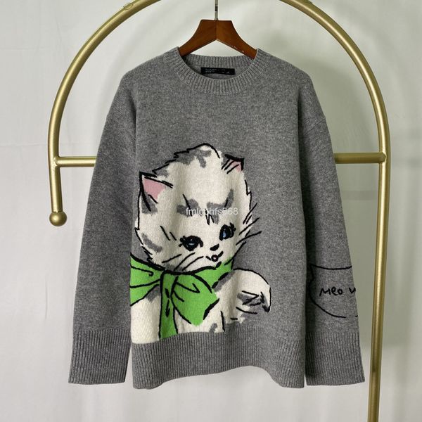 women's knits & tees spring cat cartoon pattern embroidery round neck pullover live broadcast with goods, White
women's knits & tees spring cat cartoon pattern embroidery round neck pullover live broadcast with goods, White