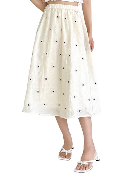 dazy star embroidery skirt t9fq#, Black