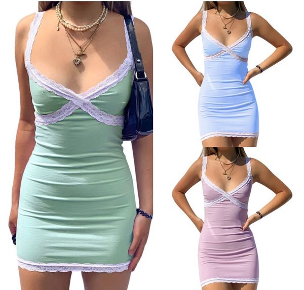 casual dresses e-girl spaghetti strap v neck women dress tight bodycon white lace trim mini y2k summer sundresses, Black;gray
casual dresses e-girl spaghetti strap v neck women dress tight bodycon white lace trim mini y2k summer sundresses, Black;gray