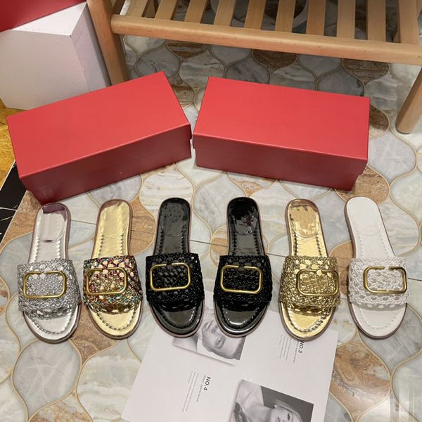 with box women beach mules slippers classic flat heel summer lazy designer fashion braided woven buckle flip flops lady slides shoes l bath, Black
with box women beach mules slippers classic flat heel summer lazy designer fashion braided woven buckle flip flops lady slides shoes l bath, Black