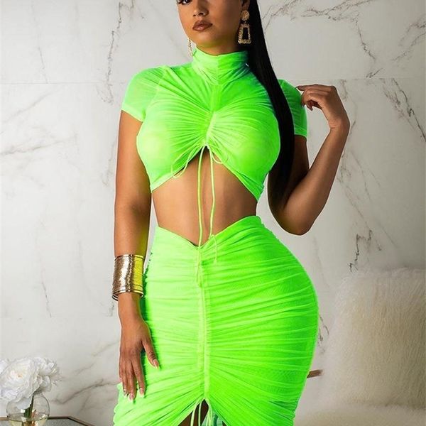neon green yellow two piece set women turtleneck short sleeve crop pleated bodycon dress tracksuit 2 piece club outfit 220510, White
neon green yellow two piece set women turtleneck short sleeve crop pleated bodycon dress tracksuit 2 piece club outfit 220510, White