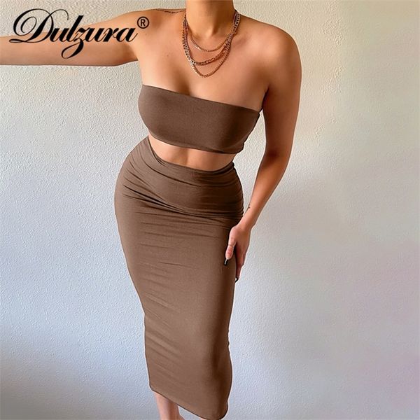 dulzura solid women 2 piece set tube crop midi skirt bodycon streetwear party club elegant matching co ords summer 220713, White
dulzura solid women 2 piece set tube crop midi skirt bodycon streetwear party club elegant matching co ords summer 220713, White
