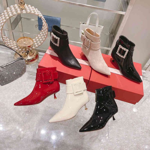 boots korean martin boots women's patent leather cat heel fashion square buckle low pointed short bare with thin, Black
boots korean martin boots women's patent leather cat heel fashion square buckle low pointed short bare with thin, Black
