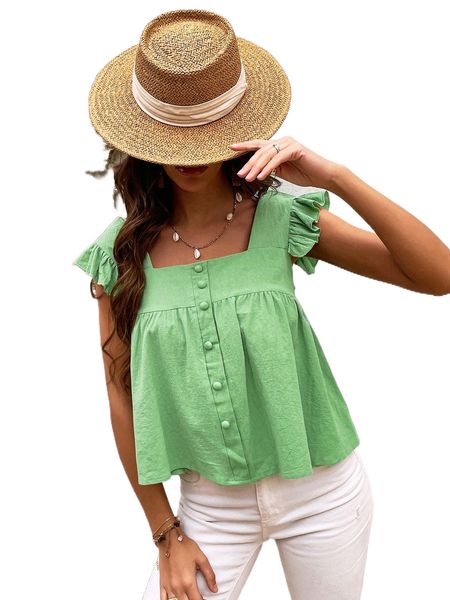 square neck butterfly sleeve blouse s2jp#, White