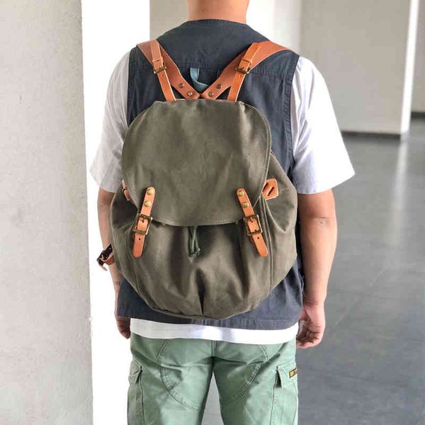 double used canvas with tree cream cow leather motorcycle backpack replica world war ii paratrooper bag 220617
double used canvas with tree cream cow leather motorcycle backpack replica world war ii paratrooper bag 220617
