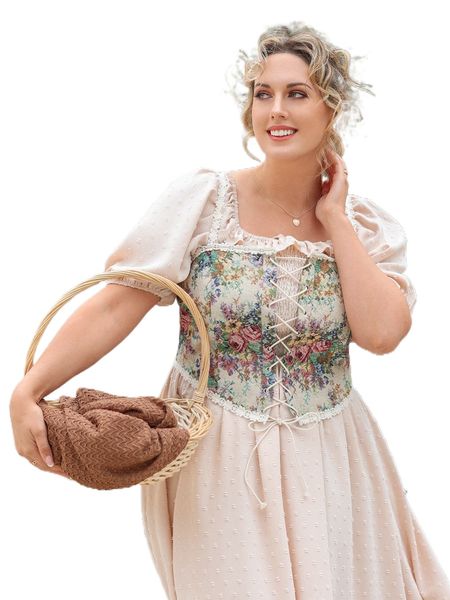 plus 1pc floral pattern grommet lace up lace trim cami x51z#, Black
plus 1pc floral pattern grommet lace up lace trim cami x51z#, Black