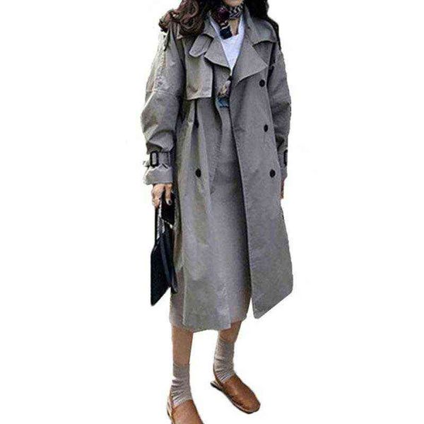 women's trench coats abrigos spring autumn 2021 korean fashion double breasted mid-long coat mujer loose belt large size windbreak outw, Tan;black
women's trench coats abrigos spring autumn 2021 korean fashion double breasted mid-long coat mujer loose belt large size windbreak outw, Tan;black