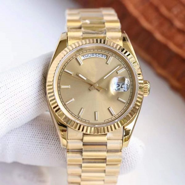 gold 36mm date fud mens womens watch waterproof ladies dress, Slivery;brown
