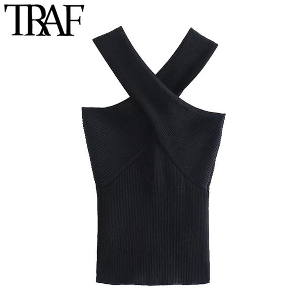 traf women fashion cross wide straps cropped black knit tank vintage backless fitted female camis mujer 220318, White
traf women fashion cross wide straps cropped black knit tank vintage backless fitted female camis mujer 220318, White