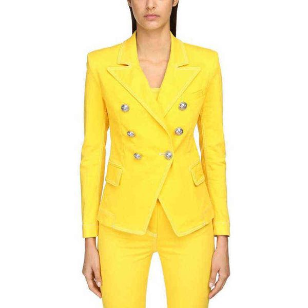 2020 new yellow blazer women doublebreasted silver button denim jean jacket office lady work women blazer j220813, White;black
2020 new yellow blazer women doublebreasted silver button denim jean jacket office lady work women blazer j220813, White;black