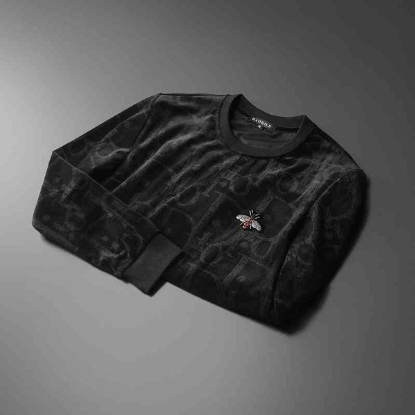 men's luxury fashion brands menswear and new leisure embroidered little long sweater, Black
men's luxury fashion brands menswear and new leisure embroidered little long sweater, Black