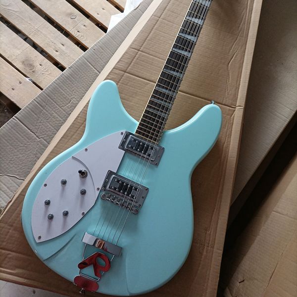 left-handed 12 strings blue electric guitar rosewood fretboard 
left-handed 12 strings blue electric guitar rosewood fretboard