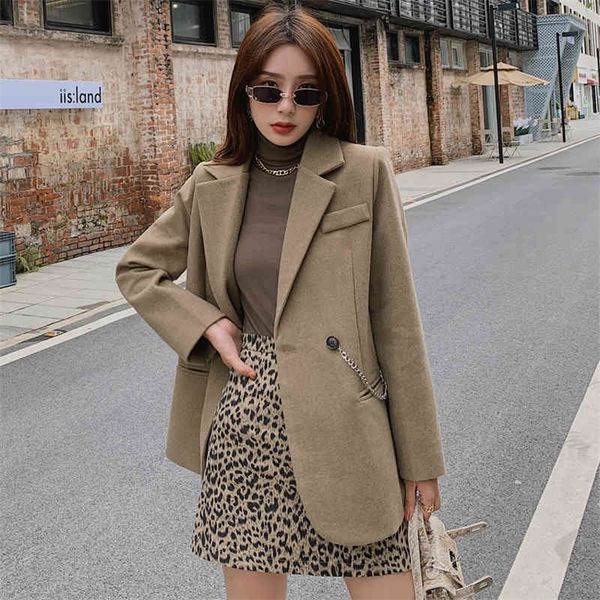 jxmyy autumn and winter korean style simple chain loose wild suit woolen coat high-end temperament woolen coat 210412, Tan;black
jxmyy autumn and winter korean style simple chain loose wild suit woolen coat high-end temperament woolen coat 210412, Tan;black
