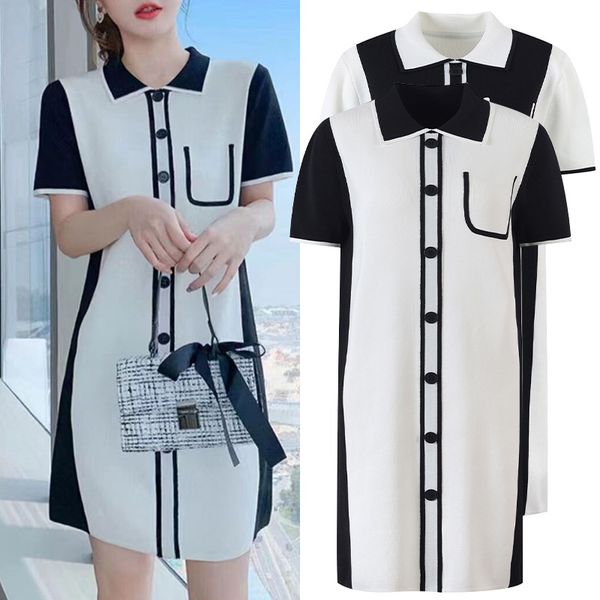 511 2022 summer brand same style sweater dress lapel neck striped short sleeve white black fashion womens clothes yl
511 2022 summer brand same style sweater dress lapel neck striped short sleeve white black fashion womens clothes yl