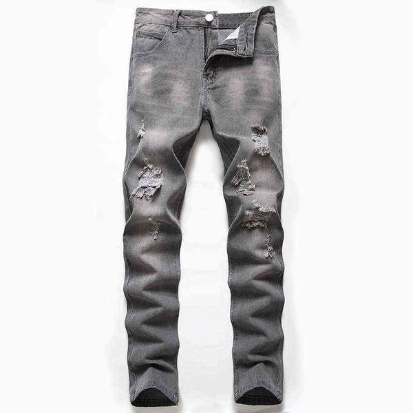 men's denim ruined new gray-black ripped straight trousers fashion casual daily pants trend large size l220704
men's denim ruined new gray-black ripped straight trousers fashion casual daily pants trend large size l220704