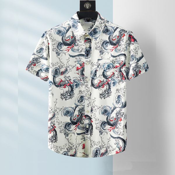 european and american men's wear summer 2022 new short sleeve lapel single breasted dragon print fashion shirt, White;black
european and american men's wear summer 2022 new short sleeve lapel single breasted dragon print fashion shirt, White;black