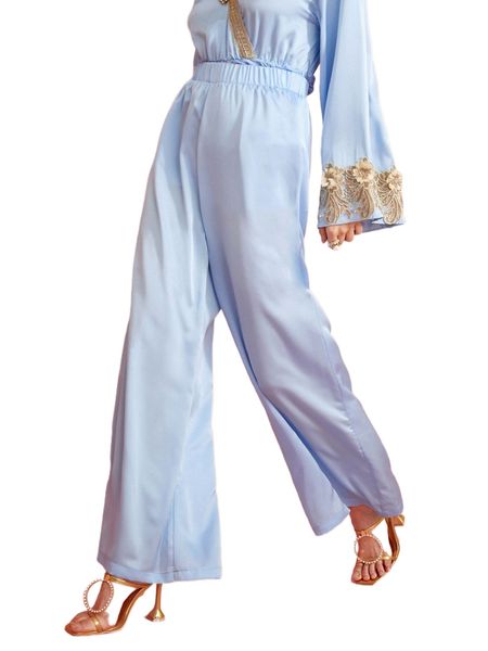 wide leg solid pants r4t7#, Black;white