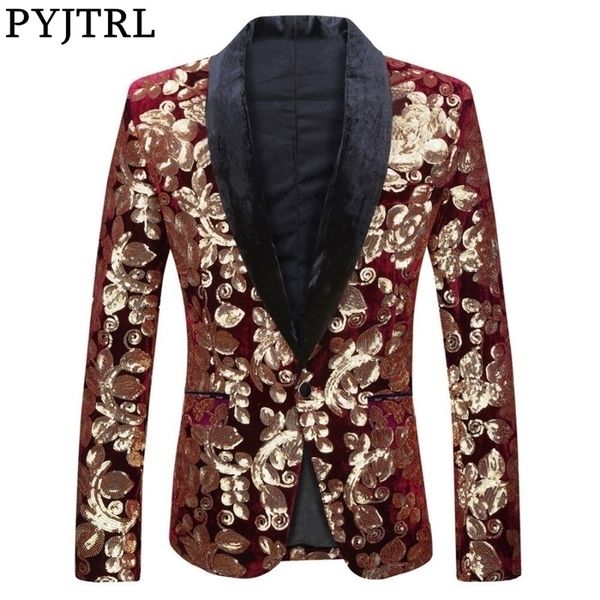 pyjtrl sequins velvet series male wine red velvet gold flowers sequins blazer plus size stage clothes for singers suit jacket 201104, White;black
pyjtrl sequins velvet series male wine red velvet gold flowers sequins blazer plus size stage clothes for singers suit jacket 201104, White;black