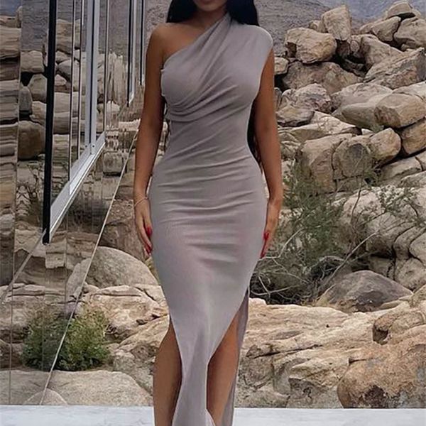 kliou solid elegant maxi dress women inclined shoulder sleeveless body-shaping side split robe partywear female vestidos 220510, Black;gray
kliou solid elegant maxi dress women inclined shoulder sleeveless body-shaping side split robe partywear female vestidos 220510, Black;gray