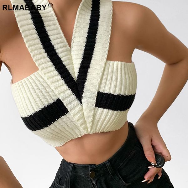 summer women elegant knitted crop fashion slim v neck criss-cross sleeveless backless patchwork female short tank top, Black;white
summer women elegant knitted crop fashion slim v neck criss-cross sleeveless backless patchwork female short tank top, Black;white