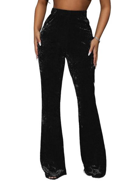 sxy elastic waist velvet pants r28b#, Black;white