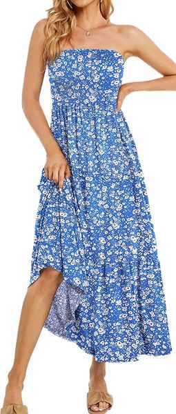 summer casual strapless beach sundress off shoulder boho party floral long maxi dresses u8df#, Black;gray
summer casual strapless beach sundress off shoulder boho party floral long maxi dresses u8df#, Black;gray