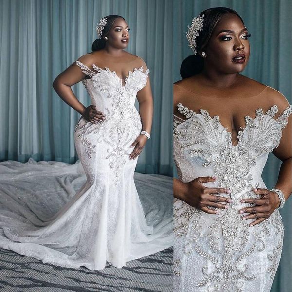 luxury charming arabic mermaid wedding dresses formal bridal gowns plus size illusion full lace appliques crystal beading cap sleeves chapel, White
luxury charming arabic mermaid wedding dresses formal bridal gowns plus size illusion full lace appliques crystal beading cap sleeves chapel, White